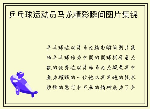 乒乓球运动员马龙精彩瞬间图片集锦
