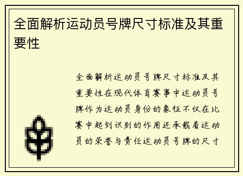 全面解析运动员号牌尺寸标准及其重要性